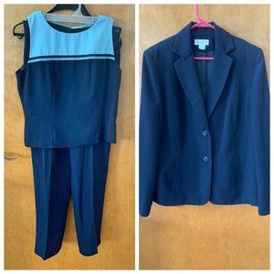 Worthington Light and Dark Blue 3 Piece Pants Suit
